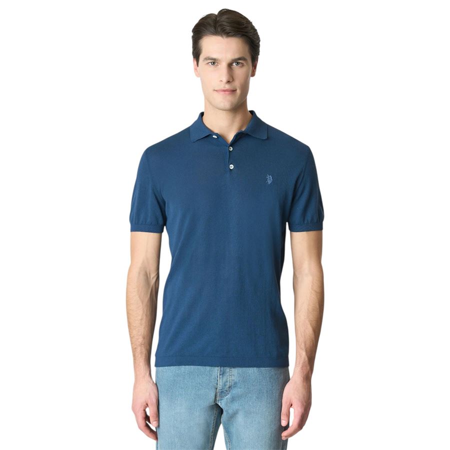 Polo shirt a maniche corte da uomo in cotone crepe U.S. Polo Assn | US41173006479